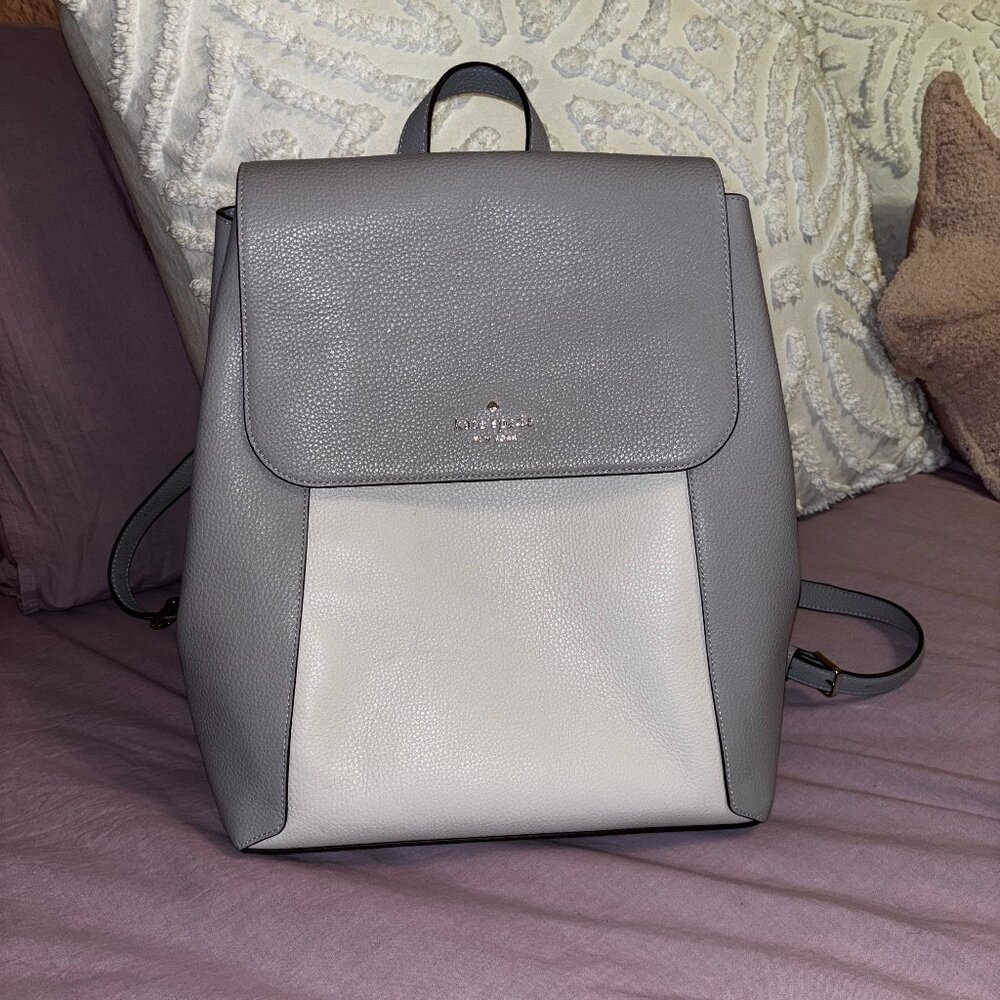Kate Spade Lena Flap Backpack GrayBlue Color Block Light Gray